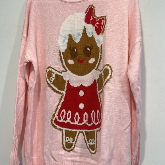 Dolls Kill Pink Gingerbread Cookie Girl Oversized Sweater Womens size xs/s new - Picture 2 of 6